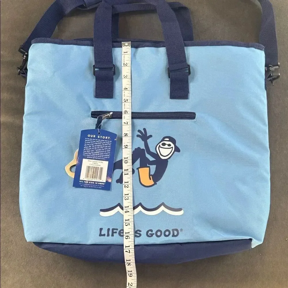 Life Is Good 36 Can Blue Deluxe Insulated Tote Cooler Bag NWT